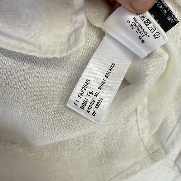 Loro Piana Andre White Flax Long Sleeve Button Up Shirt Men’s Large - Picture 4 of 5